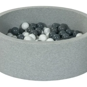 Ljusgrå bollhav BASIC, 90×30 med bollar (vita, grå)