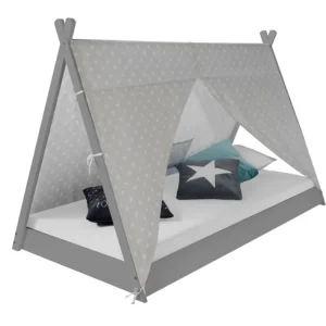 Grå hussäng tipi med gardin 90×200