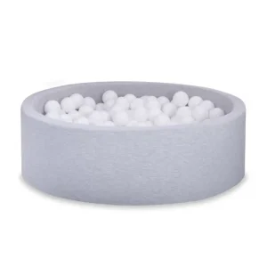 Ljusgrå bollhav BASIC, 90×30 med vita bollar