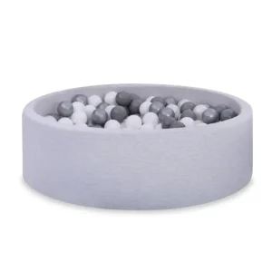 Ljusgrå bollhav BASIC, 90×30 med bollar (vit, pearl, grå, silver)
