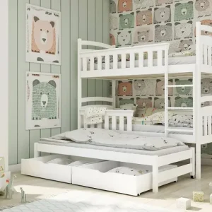 Våningssäng med stödbräda och tre sängar Heidi
