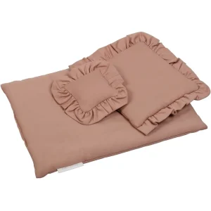 Dusty peach bäddset till docksäng med volang, Cotton&Sweets
